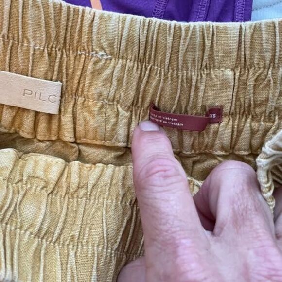 Anthropologie Pilcro linen blend Flounced Skirt XS Yellow Mustard - Picture 2 of 2